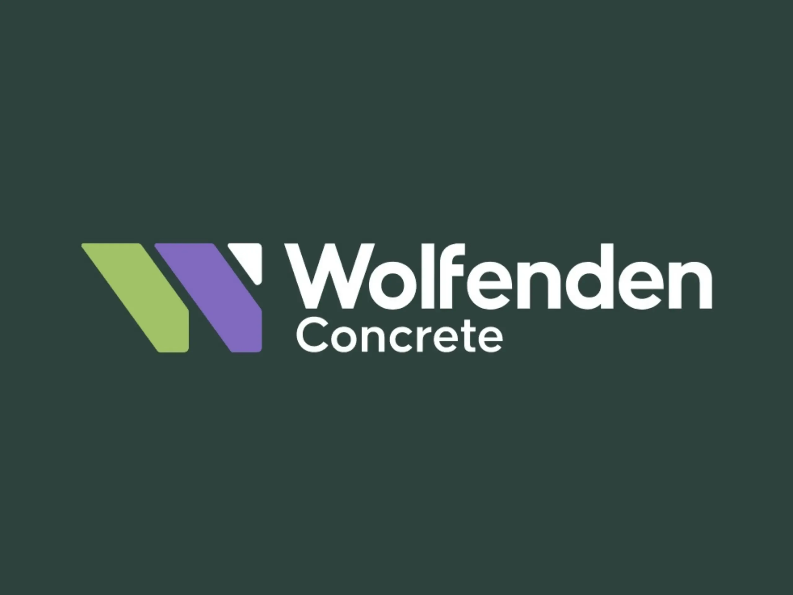 Wolfenden Concretes new logo on a dark green background
